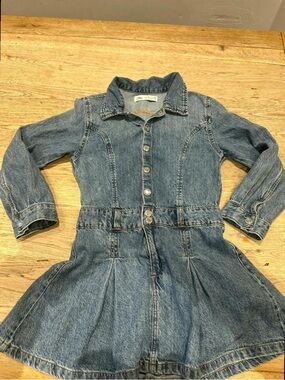 Zara Blue Denim Jacket Dress with Skirted Hem